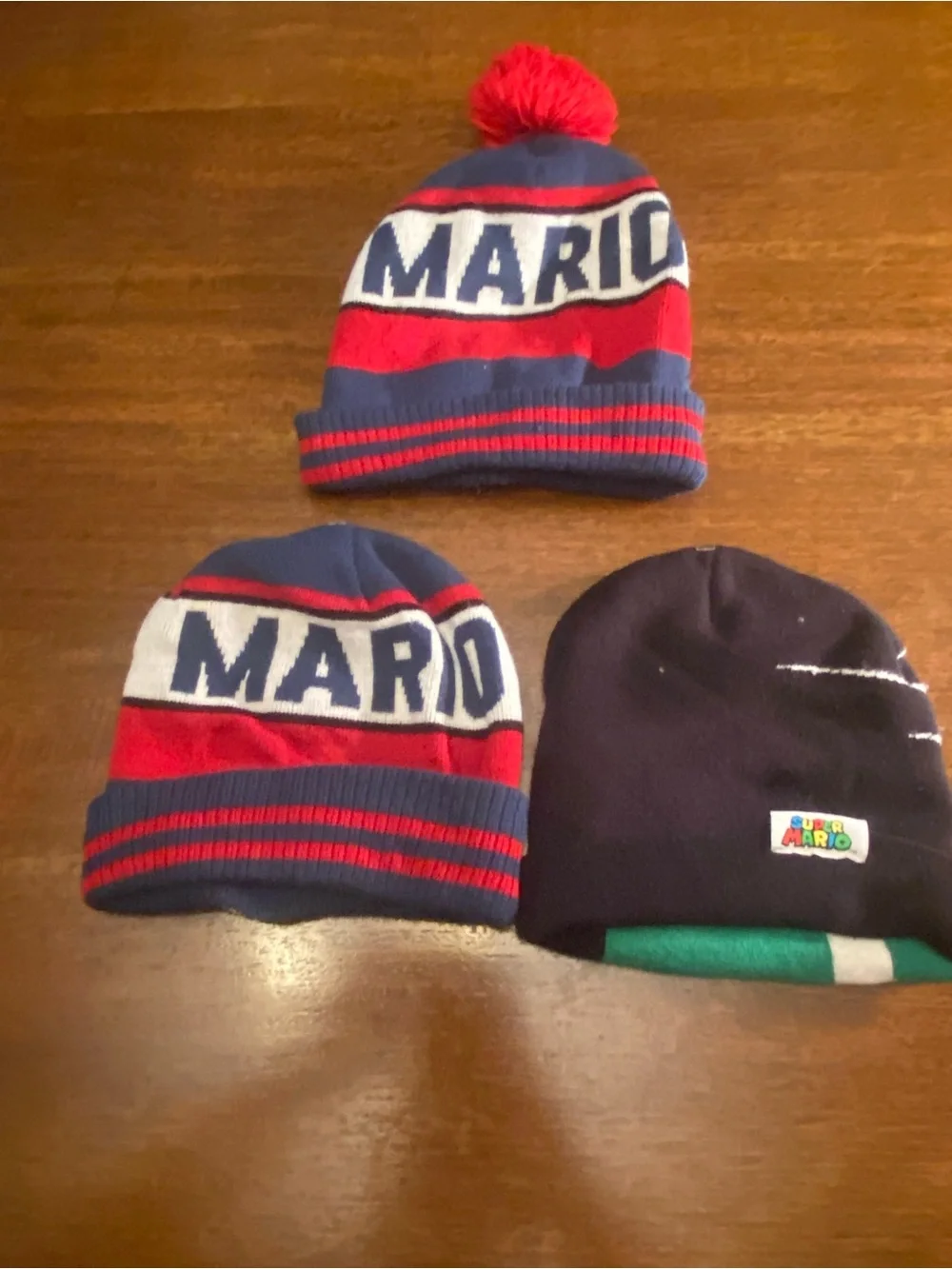 Lot 3 - Nintendo Super Mario Bros Beanie Hat Knit Winter Hats 2017 Mario Pom Pom